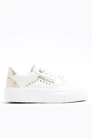 River Island Girls Faux Leather Snake Stud Trainers