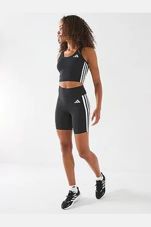 adidas Womens Training Optime Essentials 3 Stripe 5 Inch Bike Shorts - Black