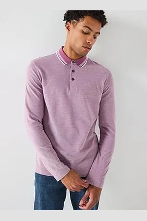 HUGO BOSS H-Pittman 141 Regular Fit Tipping Logo Oxford Long Sleeve Polo Shirt