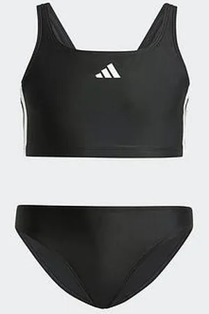 adidas Junior Girls 3 Stripe Bikini - Black