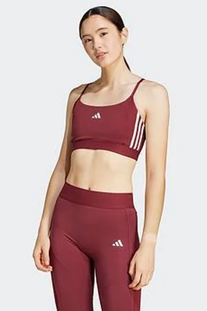 adidas Womens Training Low Support Hyperglam Sports Bra - Burgundy - Red