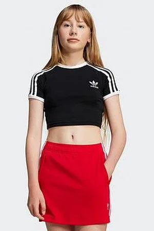 adidas Junior Girls 3-Stripes Crop T-Shirt