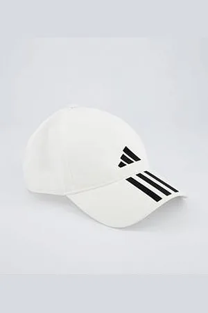 adidas Unisex Training Baseball 3 Stripe Cap - White/Black