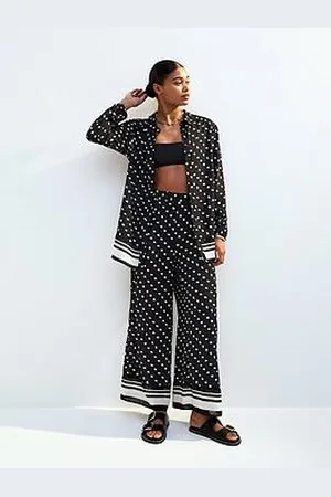 New Look Black Polka Dot Wide Leg Beach Trousers