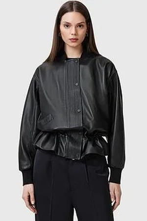 AllSaints Sofi Drawstring Leather Bomber Jacket