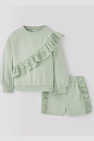 Very Girls Broderie Frill Sweatshirt And Short Set