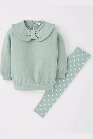 Very Girls Bow Collar Quilted Sweatshirt And Legging Set