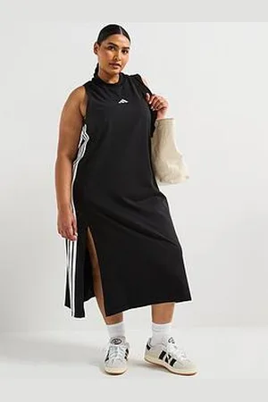 adidas Womens Plus Size Essentials 3-Stripes Dress - Black
