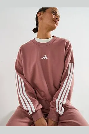 adidas Womens Essentials 3-Stripes French Terry Sweatshirt - Red