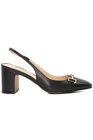 Dune Detailed Leather Heeled Slingback Courts