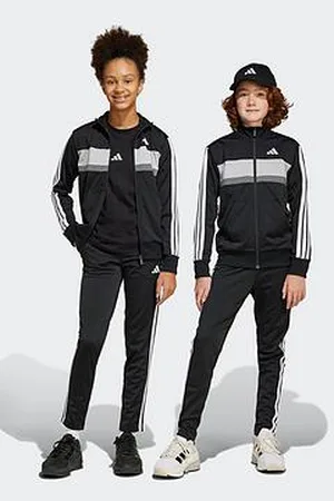 adidas Junior Boys Seasonal Essentials Tiberio 3-Stripes Tricot Track Suit - Black