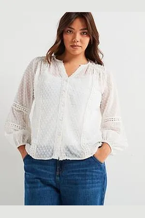 Very Lace Trim Dobby Blouse