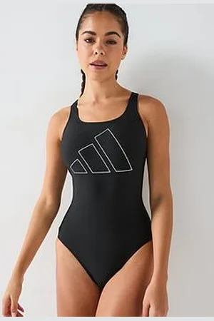 adidas Womens Big Bar Logo Swimsuit - Black