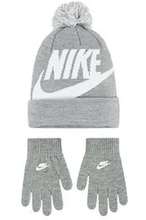 Nike Juniors Boys Swoosh Pom Beanie Glove Set - Dark