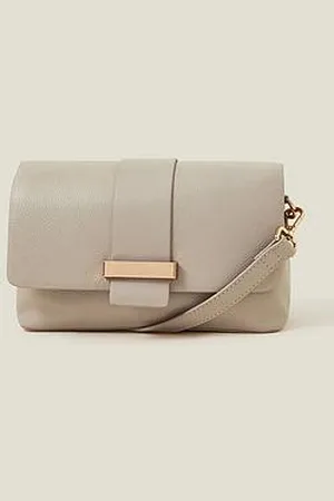 Accessorize Leather Metal Bar Cross Body - Nude