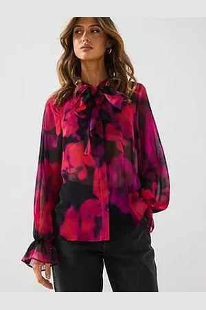 Very Floral Printed Ruffle Sheer Blouse - Multi