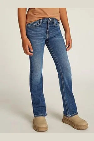Calvin Klein Girls Flare Visual Denim Jeans - Dark