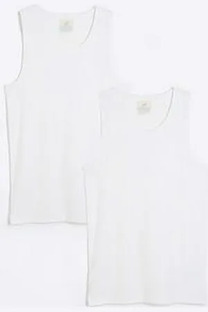 River Island Muscle Fit Ribbed Vest Set