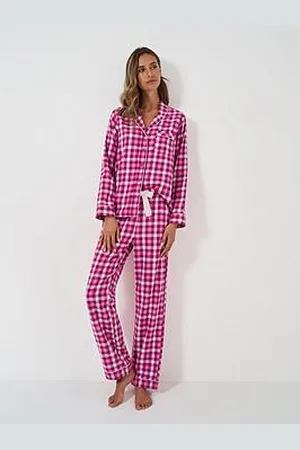 J.Crew Flannel Cotton Checked Long Pyjama Set