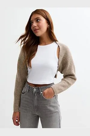 New Look Girls Mink Ribbed Knit Shrug