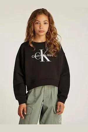 Calvin Klein Girls Glitter Monologo Crewneck Sweatshirt