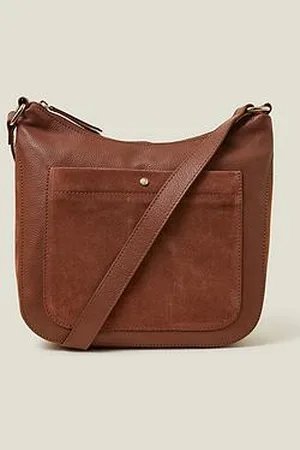 Accessorize Leather Messenger Bag - Tan