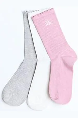 Boux Avenue Scallop 3 Pack Cotton Socks - Mix
