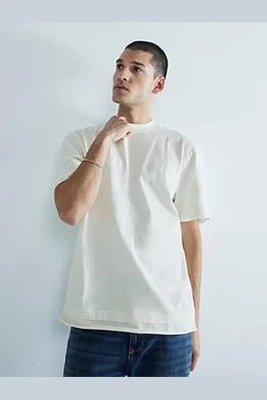 River Island Double Layer Raw Hem T-Shirt - Cream