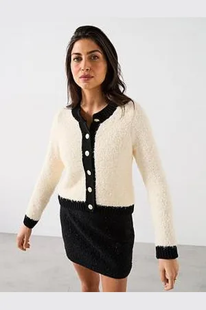 MANGO Button Cardigan- Monochrome