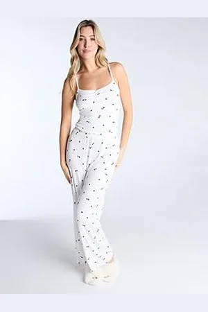 Boux Avenue Rib Mono Heart Cami & Pant Set - Ivory Mix