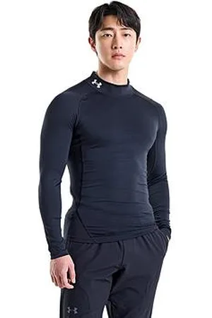 Under Armour Mens Training Heatgear Comp Mock Long Sleeve Top - Black