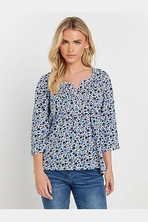 M&Co 3/4 Sleeve Henley Top - Blue