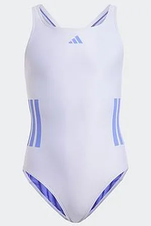 adidas Junior Girls 3 Stripe Swimsuit - Purple