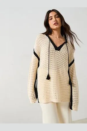 Very Cotton Rich Tassel Open Knit Jumper