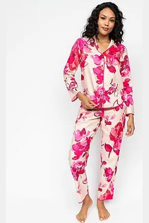 Cyberjammies Aria Peach Floral Print L/Slv Pyjama Set