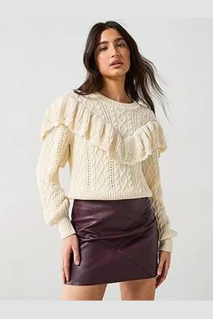 Very Cotton Rich Ruffle Cable Knit Jumper
