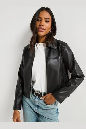 Very Faux Leather Harrington Jacket