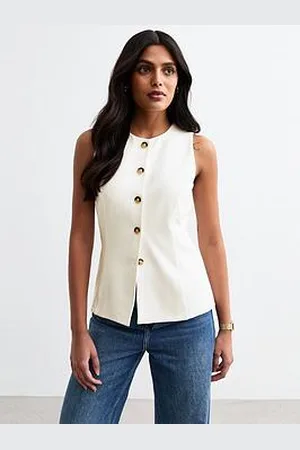 New Look Buttoned Crew Neck Ponte Waistcoat