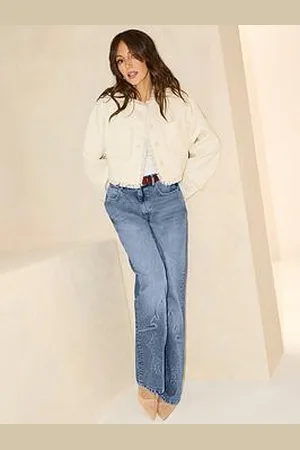 Michelle Keegan Western Embellished Straight Leg Jean - Mid Wash