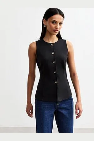 New Look Buttoned Crew Neck Ponte Waistcoat