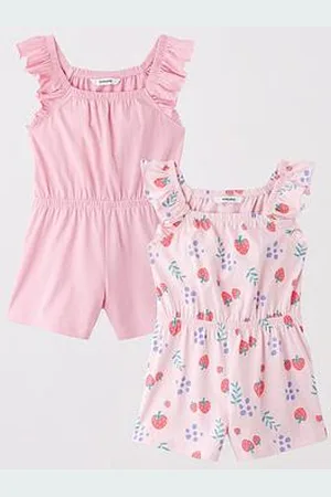 Everyday Basic Girls 2 Pack Floral Print Jersey Playsuit