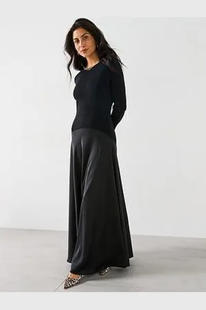Very Contrast Woven Knit Midaxi Dress