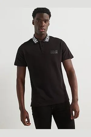 VERSACE Gothic Contrast Collar Polo Shirt