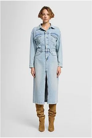 7 for all Mankind Relaxed Denim Midi Dress Sahara