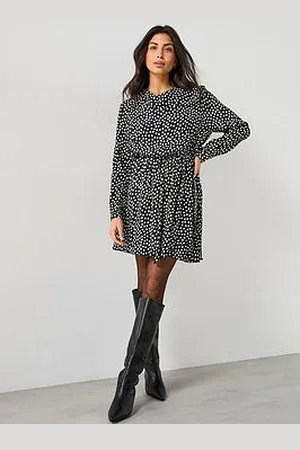 Very Cowl Neck Polka Dot Mini Dress