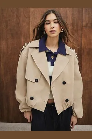 River Island Short Bubble Hem Trench