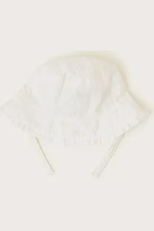 Monsoon Baby Girls Heart Broderie Hat - Ivory