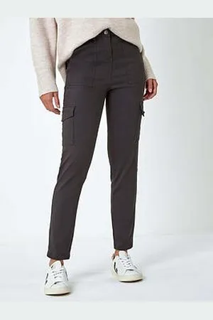 Roman Cotton Blend Cargo Stretch Jegging - Charcoal