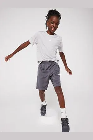 adidas Junior Boys Train Essentials 3 Stripe Shorts - Grey/White