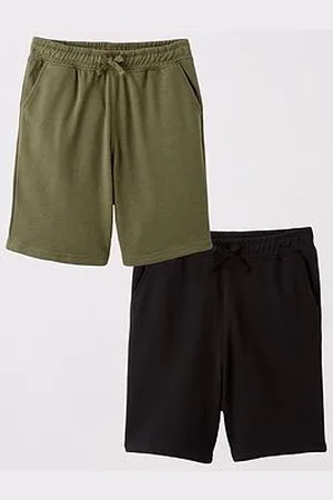 Everyday Basic Boys 2 Pack Sweat Short - Black And Khaki